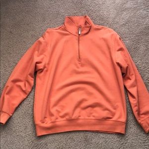 Orange Izod quarter zip sweater